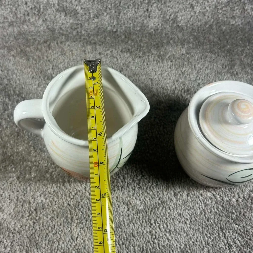 Pfaltzgraff Tango Rimed Sugar & Creamer Tea Rose Floral Stoneware White